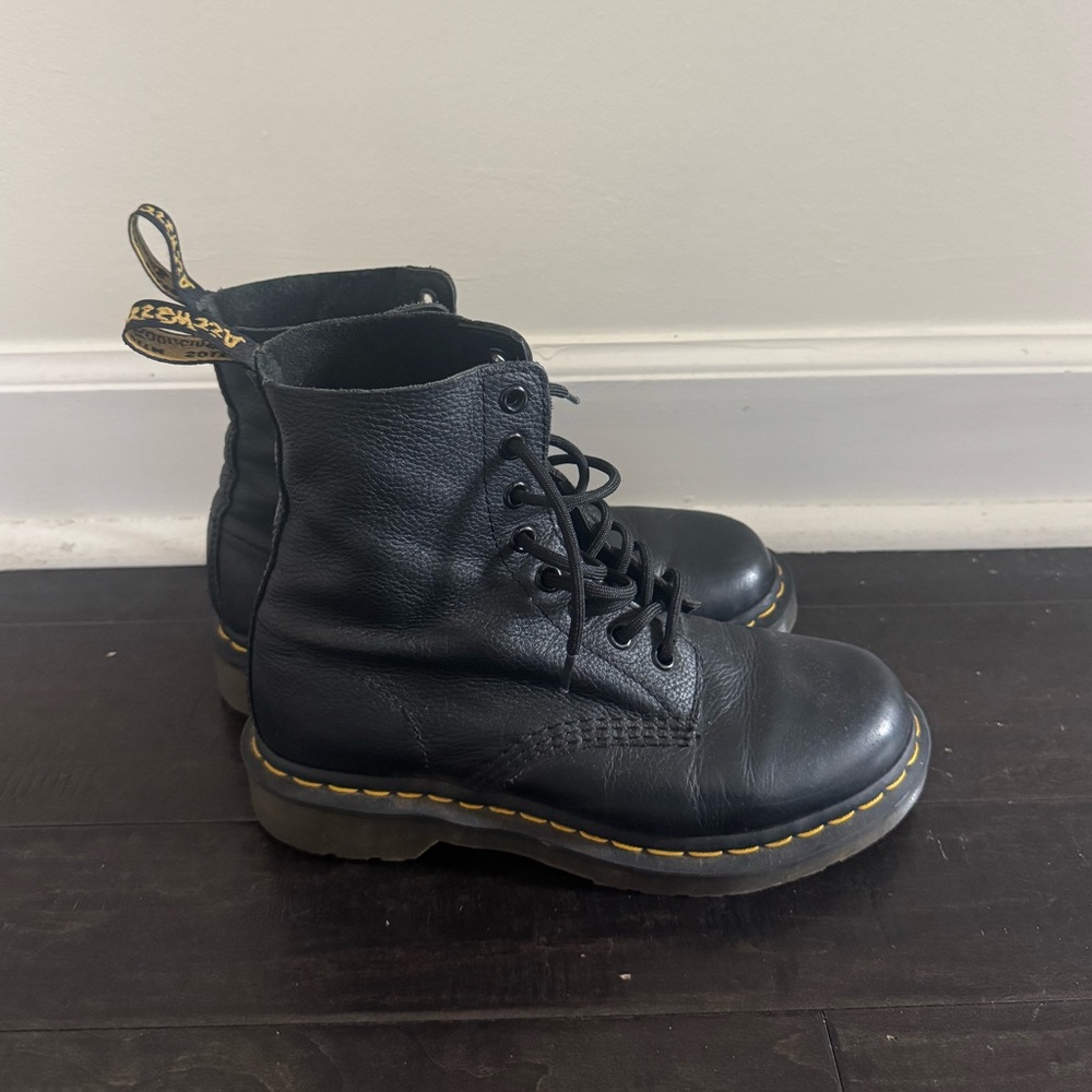 Dr. Martens Black Boots with Yellow Stitching